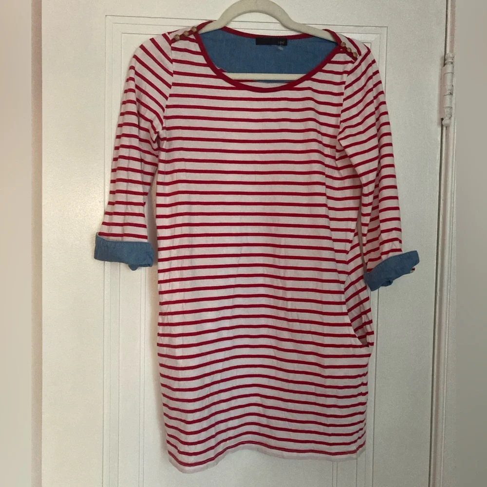 *HP* LeShop, red and white striped T-Shirt- Dress, S - Picture 2 of 16